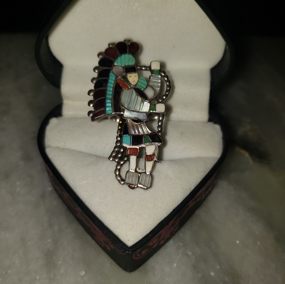 Zuni Inlay Chief/Dancer Ring - Picture 2 of 10